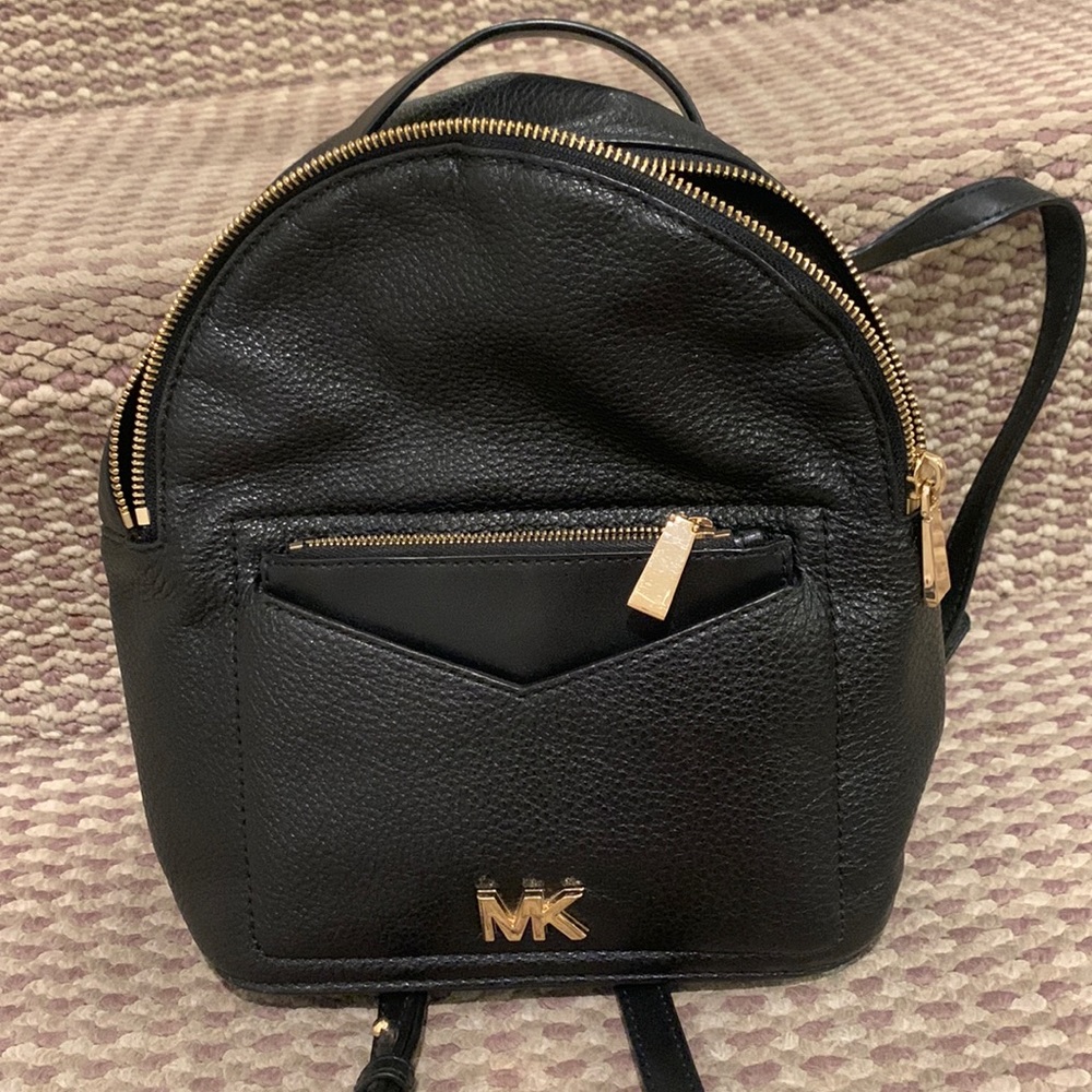 Michael Kors medium black leather backpack